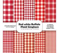 Red white Buffalo Plaid Gingham Scrapbook paper: Double-Sided Decorative Craft Papers for Junk Journals, Wrapping, Card Making, Mixed Media & More
