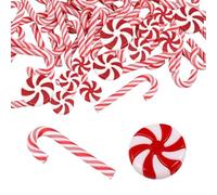 Red White Candy Cane Christmas Candy Cane Ornaments,100 Pcs Plastic Candy Canes Mini Fake Candy Ornament Set,Festive Xmas Tree Acrylic Hanging Decoration for Xmas Party Home