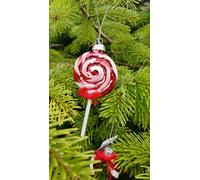 Red White Candy Cane Stripe Glass Christmas Tree Bauble Ornament Decorations