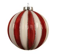 Red White Candy Cane Stripe Glass Christmas Tree Bauble Ornament Decorations x 6