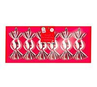 Red & White Candy Stripe Sweet Shaped Christmas Bauble Hanging Decorations - Pack of 6