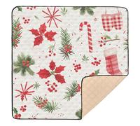 Red & White Checked Christmas Large Sturdy Baby Play Mat for Floor Washable Playroom Activity Mat for Newborns Babies Infants Toddlers, 50'' x 50''