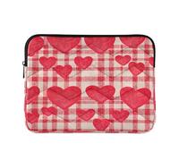 Red White Checkered Hearts Computer Case for Laptop, Puffy 15 Inch Laptop Sleeve for Women Men