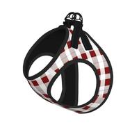 Red White Checkered Print Reflective No Choke Pet Vest Harness,Adjustable Soft Padded Dog Harness With Easy Control Handle