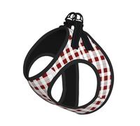 Red White Checkered Print Reflective No Choke Pet Vest Harness,Adjustable Soft Padded Dog Harness With Easy Control Handle