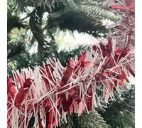 Red White Christmas Tinsel Garland, 10m/32.8ft Chunky/Fine Christmas Tree Hanging Tinsel Decoration Metallic Tinsel Christmas Decoration Tinsel for Christmas Tree Decor (Red White)
