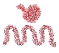 Red/White Christmas Tinsel Garland 2m - Candy Mix Thick and Thin Tinsel for Xmas Tree, Valentine Bouquets Cake Wedding Party Backdrops Wall Indoor Outdoor Supplies