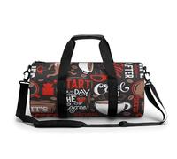 Red White Coffee Sport Duffel Bag Gym Bag Weekend Overnight Bag for Travel Camping Hiking Beach 45x23x23cm