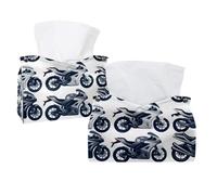 Red White Cool Motorcycle Collapsible Storage Tissue Box - Foldable Desktop Organizer, 7.48 x 5.51 x 5.91 Inches, Lightweight (63g) for Home, Office & Car