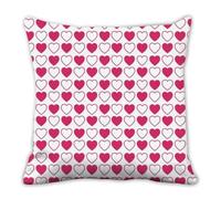 Red White Decorative Hearts Square Cushion Cover, Decorative Valentine Hearts Caravan Throw Pillow Cover 45cm X 45cm, 18X18 Inch Pillow Cases for Sofa, Gifts for Girls Men Gifts
