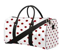 Red White Dots Foldable Travel Duffle Bag Waterproof Sports Gym Bag with Shoulder Straps
