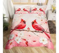(Red White, Double(No Comforter)) Homewish Peacock Comforter Cover Double Teal Blue Peacock Feather Bedding Set Chic Exotic Floral Animal Duvet Cover Oil Painting Artwork Style Quilt C