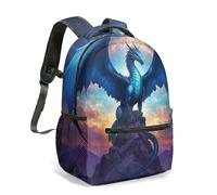 Red White Dragon All Over Print 16 Inch Backpack Rucksack for Kids Students Fantasy Art Cosmic Moon Phase Astrology (04)