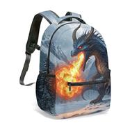 Red White Dragon All Over Print 16 Inch Backpack Rucksack for Kids Students Fantasy Art Cosmic Moon Phase Astrology (05)