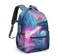 Red White Dragon All Over Print 16 Inch Backpack Rucksack for Kids Students Fantasy Art Cosmic Moon Phase Astrology (06)