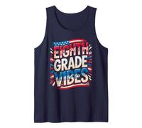 Red White Eighth Grade Vibes Bruh We Back US Flag Teacher Tank Top