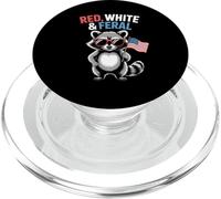Red White Feral Humorous Raccoon American Patriot Graphic PopSockets PopGrip for MagSafe