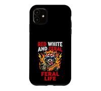 Red White Feral In Disguise Trash Panda BBQ Case for iPhone 11