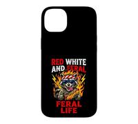 Red White Feral In Disguise Trash Panda BBQ Case for iPhone 14 Plus