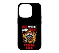 Red White Feral In Disguise Trash Panda BBQ Case for iPhone 14 Pro