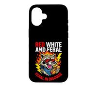 Red White Feral In Disguise Trash Panda BBQ Case for iPhone 16