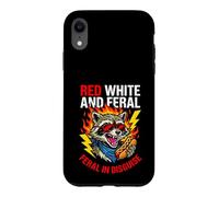 Red White Feral In Disguise Trash Panda BBQ Case for iPhone XR