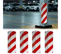 Red White Foam Garage Wall Corner Guards - Self-Adhesive Car Door Protection & Pole Pad - 4PCS, 15.7x5.9x0.6in - Durable Wall Protector for Garage Safety
