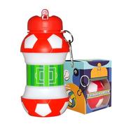 Red & White Football Water Bottle - Unique Football Gifts for Boys and Girls - Cool Kids Water Bottle, Collapsible, Leakproof - Boys Water Bottle - BPA Free - 550 ml