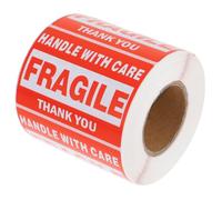 Red White Fragile Warning Stickers for Shipping Boxes | Adhesive Coated Paper, Printed Words, Time Saving Application, for Courier Use and Package Care