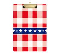 Red White Gingham Star Border Pattern Private Clipboard Waterproof for Football Truck Driver Size 9 x 12