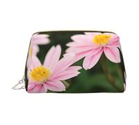 Red White Gold Flowers Leather Hand-Held Zipper Makeup Bag Storage Bag for Miscellaneous Items Pen Case