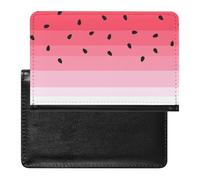Red White Green Watermelon Texture with Seamless Black Women's Passport Protector, Men's Passport Protector, PU Travel Passport Protector for Women Men Worker 5.8 x 3.9 x 0.4 inch