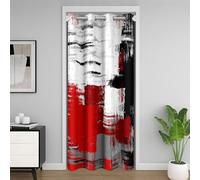 Red White Grey Black Privacy Heat Blocking Blackout Door Curtain,Abstract Geometric Door Curtain for Doorway Privacy,Modern Art Room Darkening Curtain Drape for Doors Windows 150x203cm 1 Panel