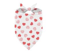 Red White Heart Dog Bandana, Adjustable Triangle Pet Kerchief, Love Heart Comfortable Dog Bandana, Love Pet Kerchief for Small Medium Boy Girl Dogs
