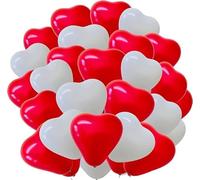 Red White Heart Shape Balloons - 12 Inch Heart Balloons, 100 Pack for Wedding, Anniversaries, Valentine's, Proposals & Bridal Showers