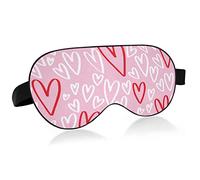 Red White Hearts Sleep Eye Mask, Sleeping Mask & Blindfold with Elastic Headband Soft Comfort Eyeshade Sleep Cover for Travel Yoga Nap