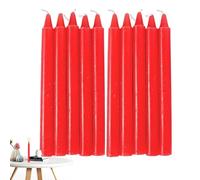 Red/White Household Taper Candles - 10 Long Burning Wax Candles for Home Emergencies