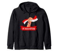 Red White Indonesian Flag 17 Agustus Zip Hoodie
