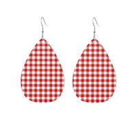Red White Lines Silver Snowflake Red White Plaid Royal Stewart Tartan Women Earrings Waterdrop Shaped Fashionable Accessories