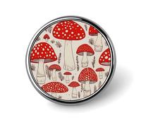 Red White Mushroom Badges Pin, Personalized Exquisite Round Badge, 1 Inch Button Pins for Women And Men, Decorative Metal Round Brooch for Clothing, Backpacks, And Hats