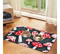 Red White Mushroom Pet Feeding Mat Bowl Mat Dog Mat Suitable For Dogs Cats Specific Pads Feeder