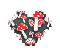 Red White Mushroom Print 3D Jigsaw Art Brick Puzzle Heart-Shaped Desk Decor Building Blocks 30 pieces DIY Gift