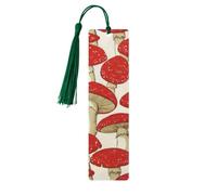 Red White Mushroom Print 5pcs Wooden Bookmarks with Tassels, Reading Page Markers Book Marks, Gifts for Men Women