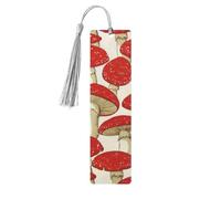 Red White Mushroom Print 5pcs Wooden Bookmarks with Tassels, Reading Page Markers Book Marks, Gifts for Men Women