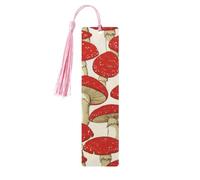 Red White Mushroom Print 5pcs Wooden Bookmarks with Tassels, Reading Page Markers Book Marks, Gifts for Men Women