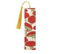 Red White Mushroom Print 5pcs Wooden Bookmarks with Tassels, Reading Page Markers Book Marks, Gifts for Men Women