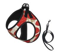 Red White Mushroom print Dog Harness and Leash Set, Reflective Adjustable Puppy Vest for Small Medium Large Dogs, Cats