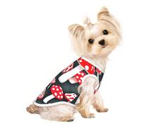 Red White Mushroom Print Dog Shirt Summer Lightweight Pet T Shirts Soft Breathable Stretchy Cats Dogs Tee Shirt