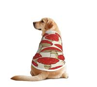 Red White Mushroom Print Dog Vest, Soft Breathable Pet Shirt Clothes Sleeveless Fashion Apparel For Medium Large Breeds