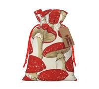 Red White Mushroom Print Drawstring Gift Reusable Bags Party Favors Holiday Birthday Eco-Friendly Pouches